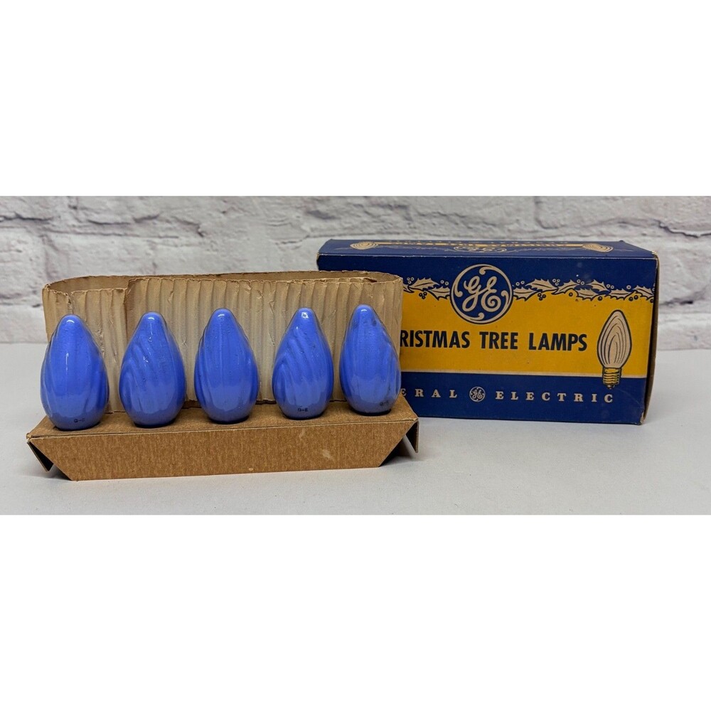 Vintage Flame Swirl GE C9 Christmas Light Bulbs Blue 10 New in Original Box
